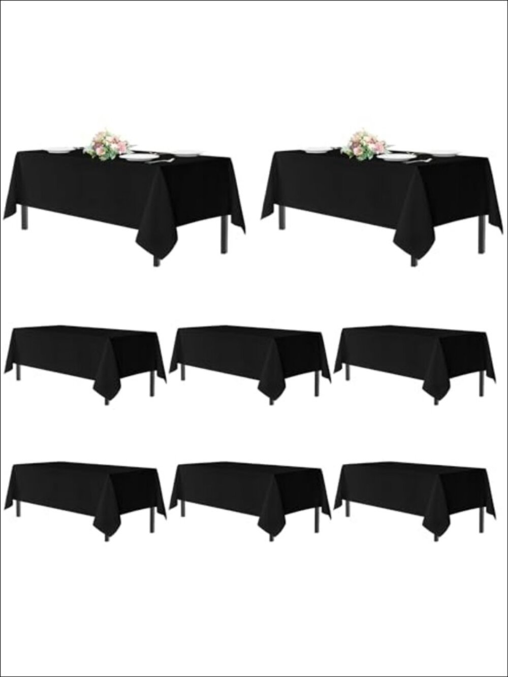 8 Pack 54x108 Inch Rectangular Polyester Tablecloths for 6 Ft Tables